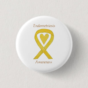 Badge Rond 2,50 Cm Sensibilisation à l'endométriose Ruban cardiaque