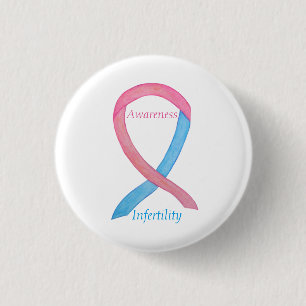 Badge Rond 2,50 Cm Sensibilisation à l'infertilité Pin rose et bleu