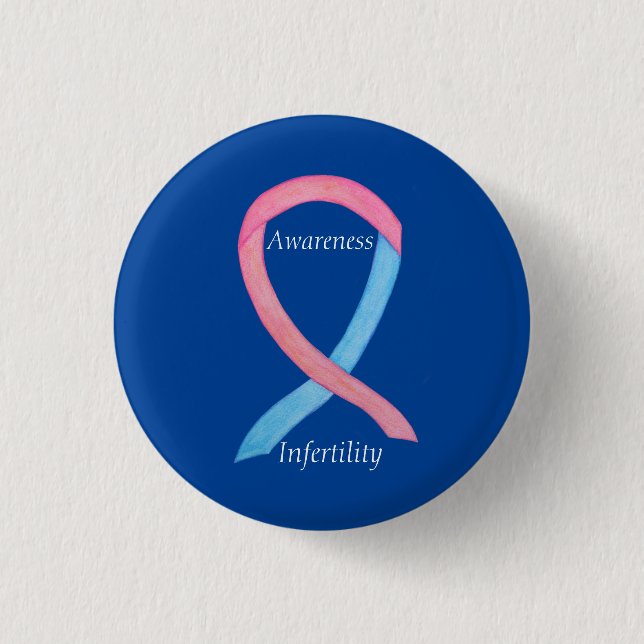 Badge Rond 2,50 Cm Sensibilisation à l'infertilité Pin rose et bleu r (Devant)