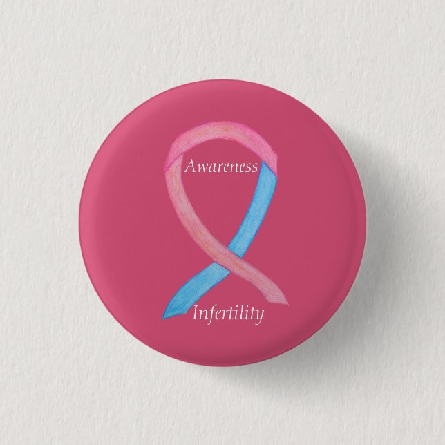 Badge Rond 2,50 Cm Sensibilisation à l'infertilité Pin rose et bleu r (Devant)