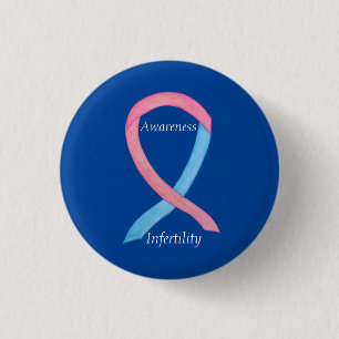 Badge Rond 2,50 Cm Sensibilisation à l'infertilité Pink & Blue Ribb