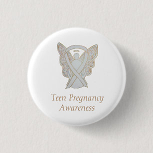 Badge Rond 2,50 Cm Sensibilisation Ado à la grossesse Épingle blanc r