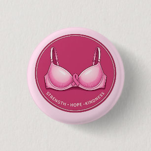 Badge Rond 2,50 Cm Sensibilisation au cancer du sein avec un ruban ro