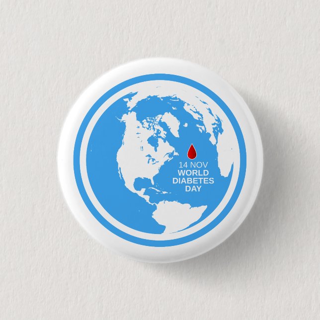 Badge Rond 2,50 Cm Sensibilisation au diabète Journée mondiale du dia (Devant)