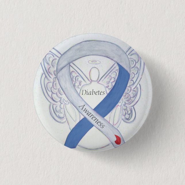 Badge Rond 2,50 Cm Sensibilisation au diabète Ruban Angel Customisé A (Devant)