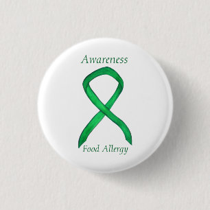 Badge Rond 2,50 Cm Sensibilisation aux allergies alimentaires Ruban v