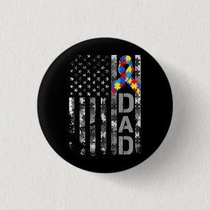 Badge Rond 2,50 Cm Sensibilisation sur l'autisme Papa USA Drapeau Fêt