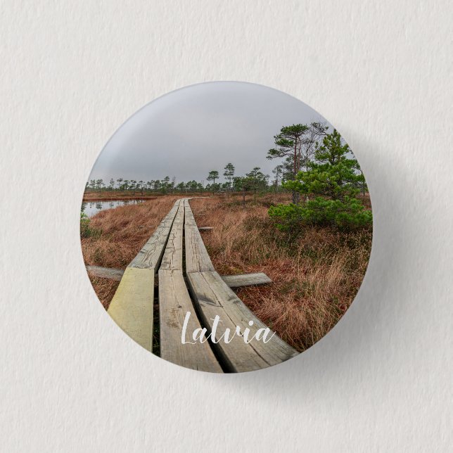 Badge Rond 2,50 Cm Sentier de randonnée dans le marécage (Devant)