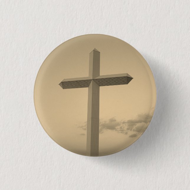 Badge Rond 2,50 Cm Sepia Photo Giant Christian Cross (Devant)