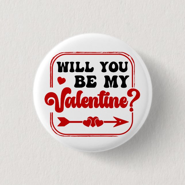 Badge Rond 2,50 Cm Seras-tu mon Saint-Valentin de la Saint-Valentin (Devant)