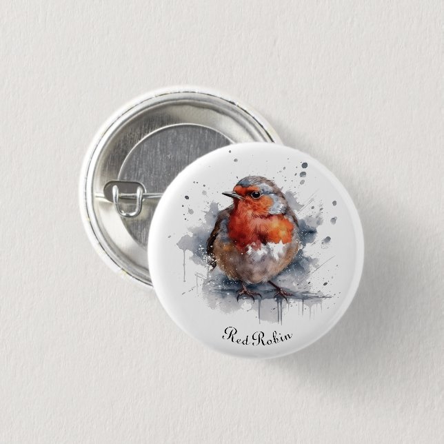 Badge Rond 2,50 Cm Serene Robin, personnalisée (Devant & derrière)