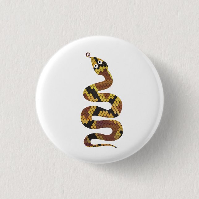 Badge Rond 2,50 Cm Serpent Brown et Silhouette Or (Devant)