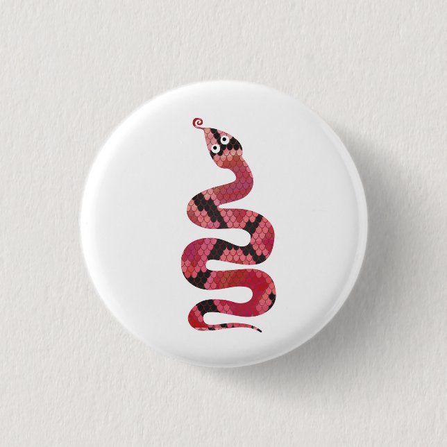 Badge Rond 2,50 Cm Serpent noir et rouge Silhouette (Devant)