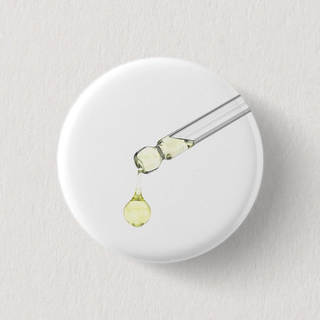 Badge Rond 2,50 Cm Sérum jaune déversé d'une pipette (Devant)