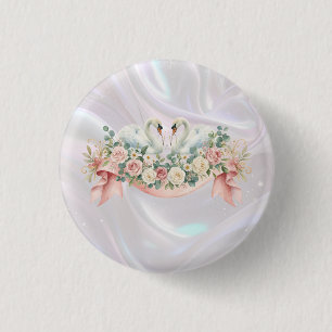 Badge Rond 2,50 Cm Serviettes de mariage aux cygnes