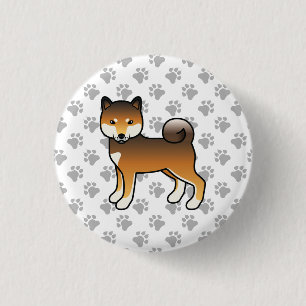 Badge Rond 2,50 Cm Sesame rouge Shiba Inu Cute Dessin Dog & Patrouill