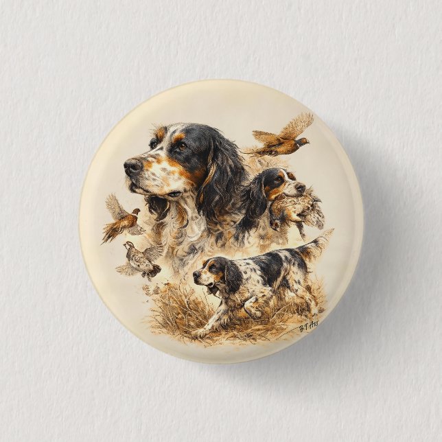 Badge Rond 2,50 Cm Setter anglais , Art de la chasse  (Devant)