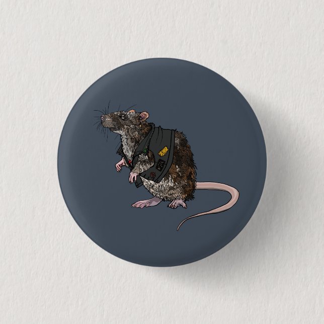 Badge Rond 2,50 Cm Sewer Punk Rat (Devant)