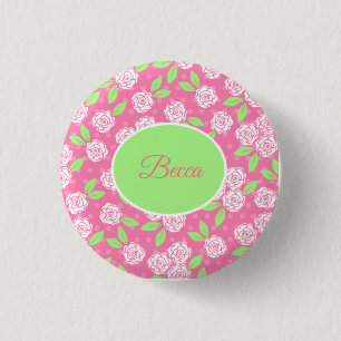 Badge Rond 2,50 Cm Shabby Chic rose floral personnalisé