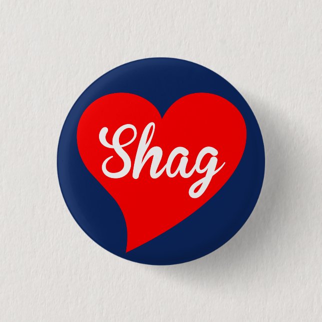 Badge Rond 2,50 Cm Shag Red Heart, marin (Devant)