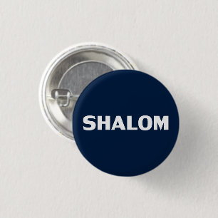 Badge Rond 2,50 Cm Shalom, Paix, bleu marine blanc moderne simple