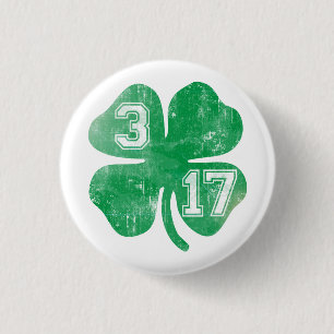 Badge Rond 2,50 Cm Shamrock du jour 3/17 de St Patrick mignon