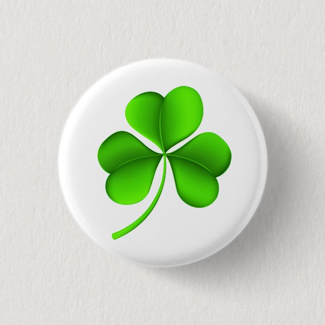 Badge Rond 2,50 Cm Shamrock sur pbcn blanc (Devant)