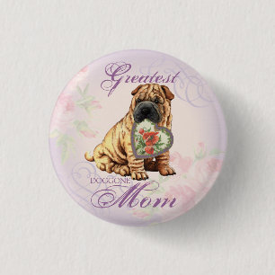Badge Rond 2,50 Cm Shar-Pei Maman Coeur
