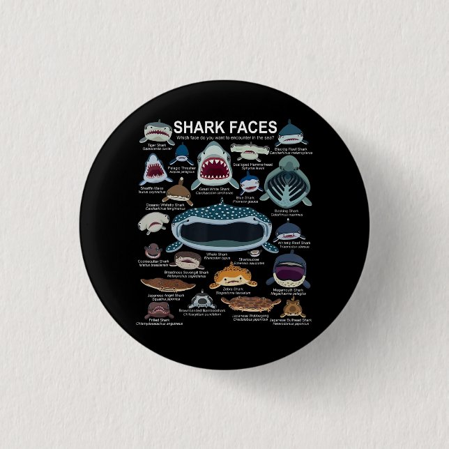 Badge Rond 2,50 Cm Shark faces Which Face Do You Want To Encounter (Devant)