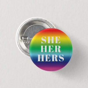 Badge Rond 2,50 Cm She, Her, Pronoon de Hers, Rainbow lgbtq