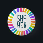 Badge Rond 2,50 Cm SHE / HER Pronounounouns Rainbow Handlettered Prid<br><div class="desc">Décorez votre tenue avec ce bouton d'art cool. Ça fait un grand cadeau ! Vous pouvez le customiser,  modifier les couleurs arrière - plans et ajouter du texte. Consultez ma boutique pour plus de couleurs et de motifs ! Faites-moi savoir si vous aimeriez quelque chose de personnalisé aussi.</div>