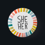 Badge Rond 2,50 Cm SHE / HER Pronounounouns Rainbow Handlettered Prid<br><div class="desc">Décorez votre tenue avec ce bouton d'art cool. Ça fait un grand cadeau ! Vous pouvez le customiser,  modifier les couleurs arrière - plans et ajouter du texte. Consultez ma boutique pour plus de couleurs et de motifs ! Faites-moi savoir si vous aimeriez quelque chose de personnalisé aussi.</div>