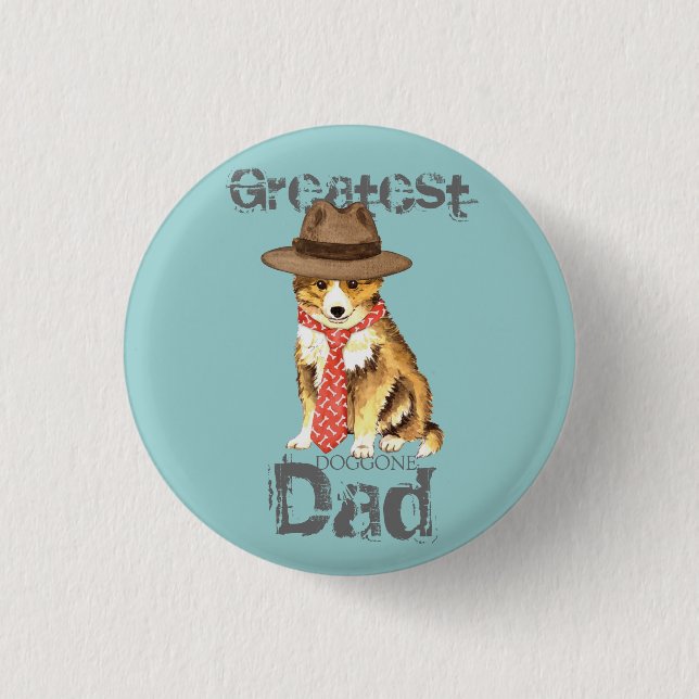 Badge Rond 2,50 Cm Sheltie papa (Devant)