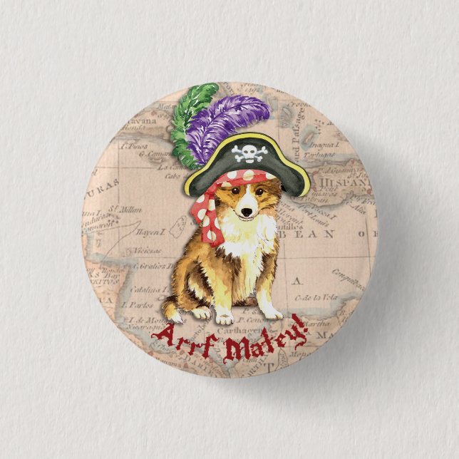 Badge Rond 2,50 Cm Sheltie Pirate (Devant)