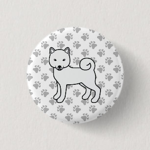 Badge Rond 2,50 Cm Shiba Inu Blanc Chien de Dessin Animé Mignon & Pat