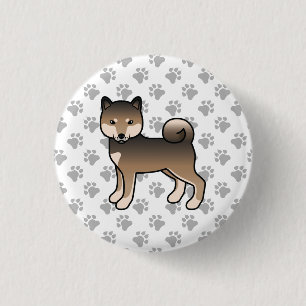 Badge Rond 2,50 Cm Shiba Inu sésame Chien de dessin animé mignon & pa