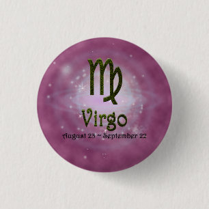 Badge Rond 2,50 Cm Signe astrologique Virgo Zodiac couleur Pick