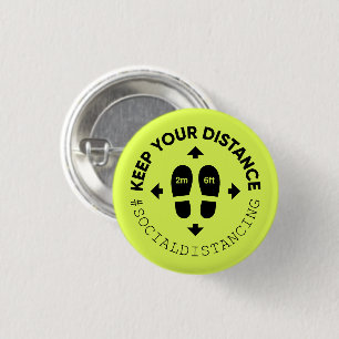 Badge Rond 2,50 Cm Signe de distance sociale "Gardez votre distance"