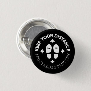 Badge Rond 2,50 Cm Signe de distance sociale "Gardez votre distance"