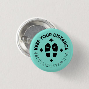 Badge Rond 2,50 Cm Signe de distance sociale "Gardez votre distance"
