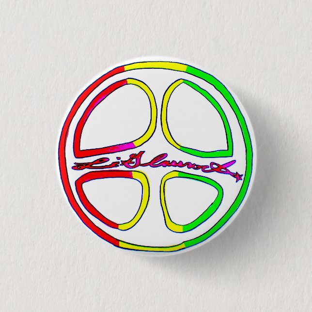 Badge Rond 2,50 Cm Signe de paix de Rasta (Devant)