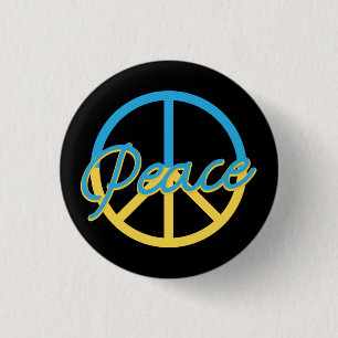 BADGE ROND 2,50 CM SIGNE DE PAIX UKRANIENNE BLEU & JAUNE