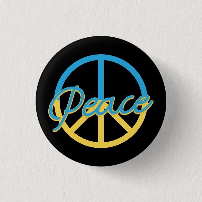 BADGE ROND 2,50 CM SIGNE DE PAIX UKRANIENNE BLEU & JAUNE (Devant)