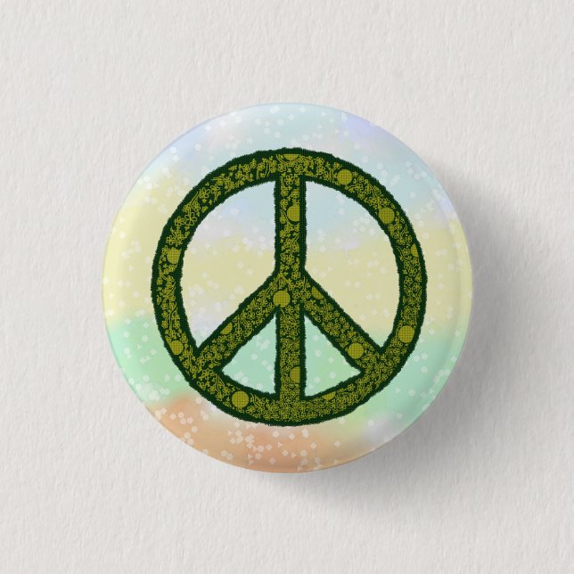 Badge Rond 2,50 Cm Signe de paix vert  (Devant)