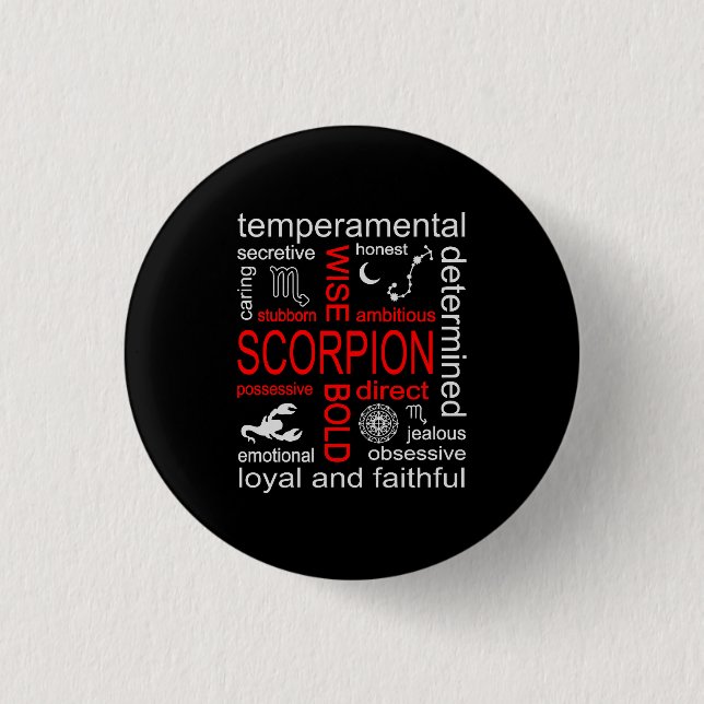 Badge Rond 2,50 Cm Signe du zodiaque Scorpion (Devant)