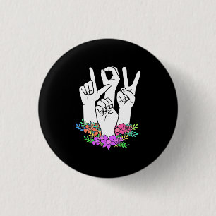 Badge Rond 2,50 Cm Signe main ASL de l'enseignant
