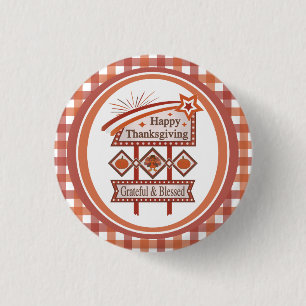 Badge Rond 2,50 Cm Signe rétro gracieux et béni du bon thanksgiving