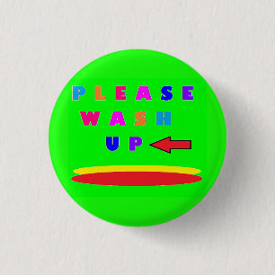 Badge Rond 2,50 Cm S'il vous plaît laver la chaux design vert avec de