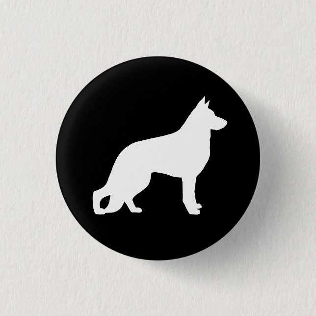 Badge Rond 2,50 Cm Silhouette blanche de chien de berger allemand (Devant)