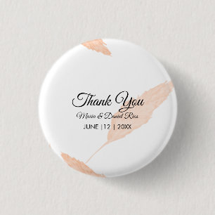 Badge Rond 2,50 Cm Silhouette de feuille de Pampas aquarelle Mariage